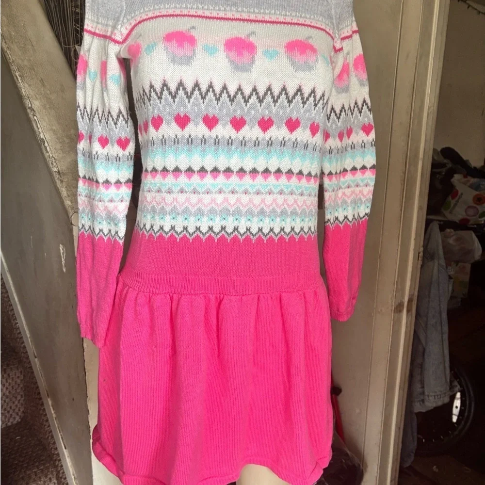 Girls Fairisle Sweater Dress - Little apples